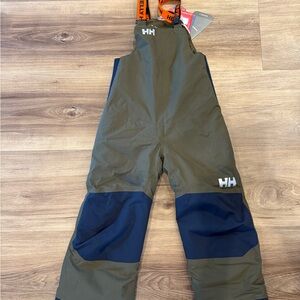 NWT Kids size 5 Helly Hansen Olive and Navy Bib Overalls